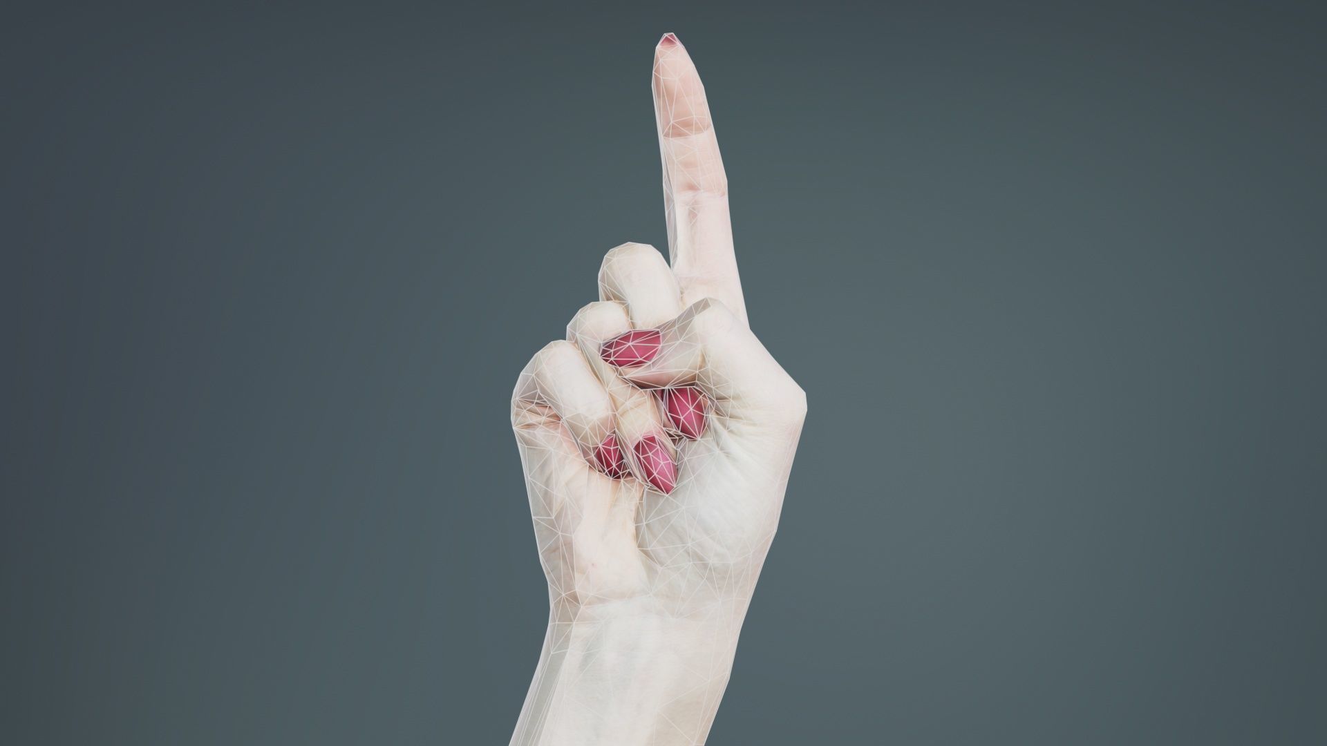 Woman Hand Sign Alphabet Z Low-poly 3D model_9