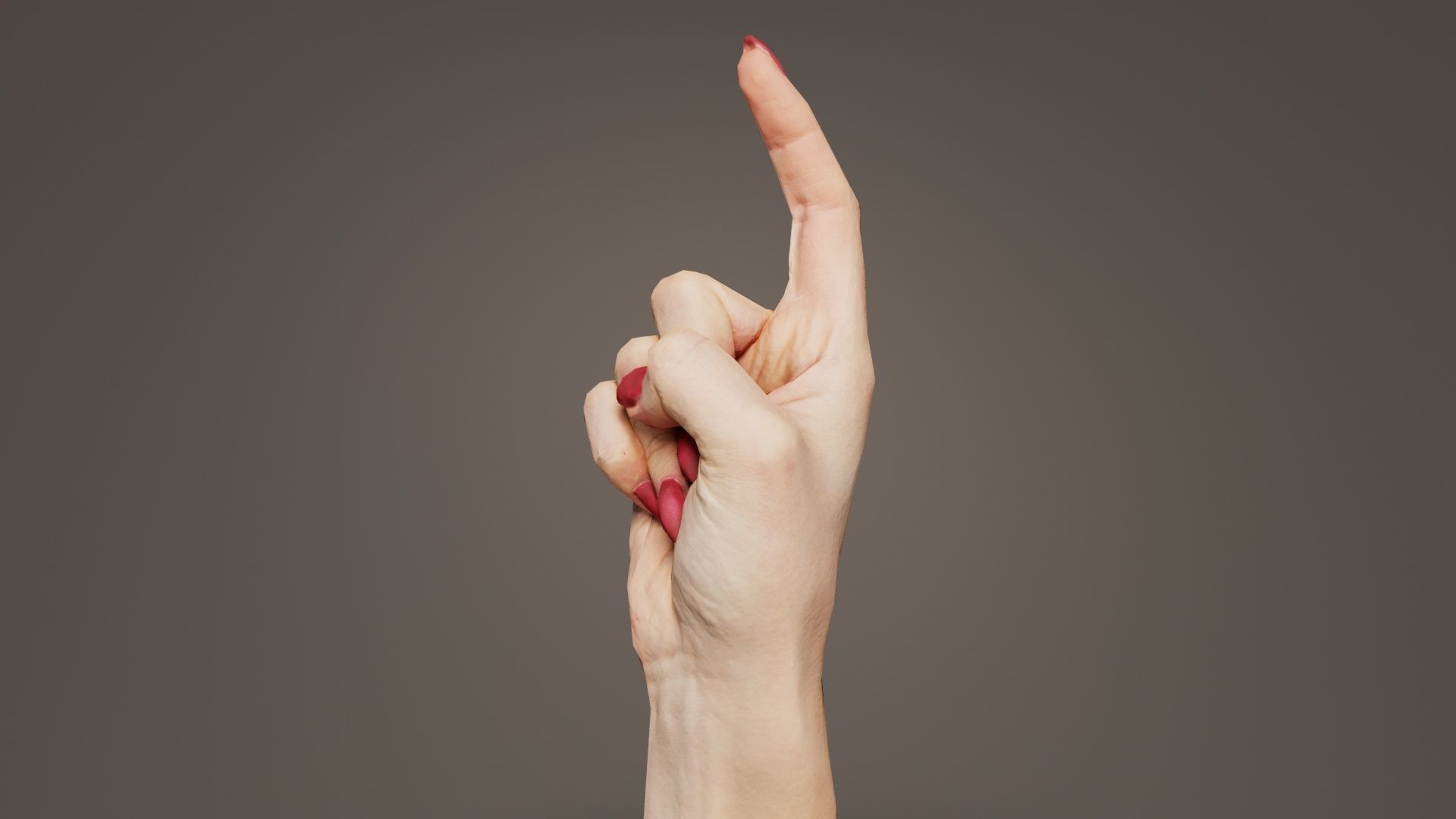 Woman Hand Sign Alphabet Z Low-poly 3D model_8