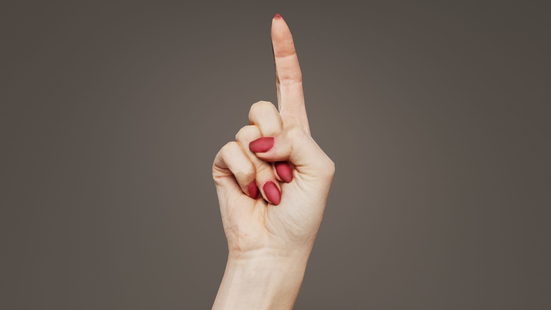 Woman Hand Sign Alphabet Z Low-poly 3D model_3