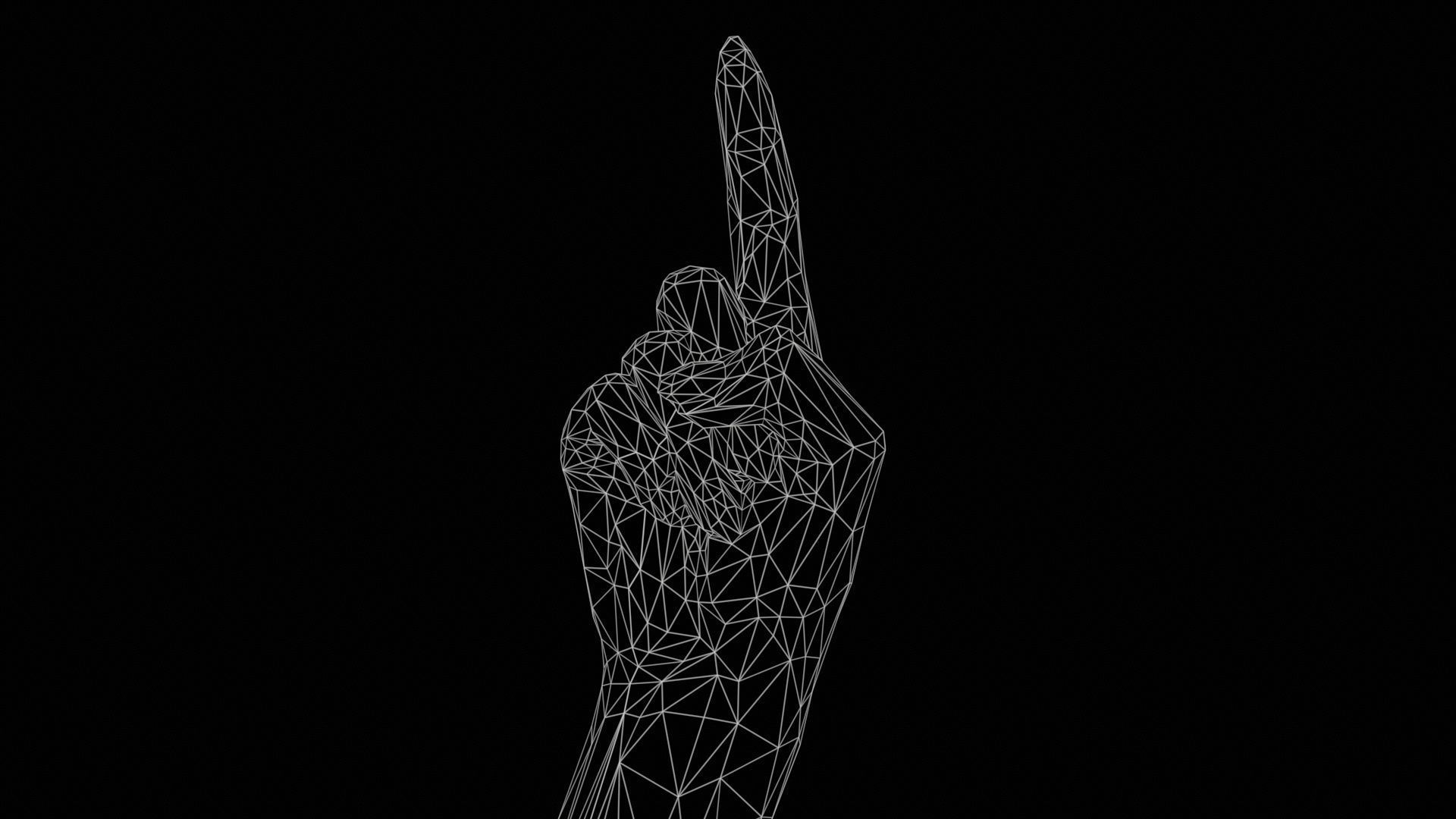 Woman Hand Sign Alphabet Z Low-poly 3D model_11