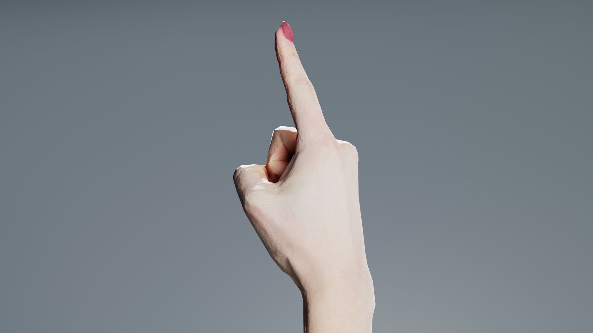 Woman Hand Sign Numbers 1 Low-poly 3D model_7