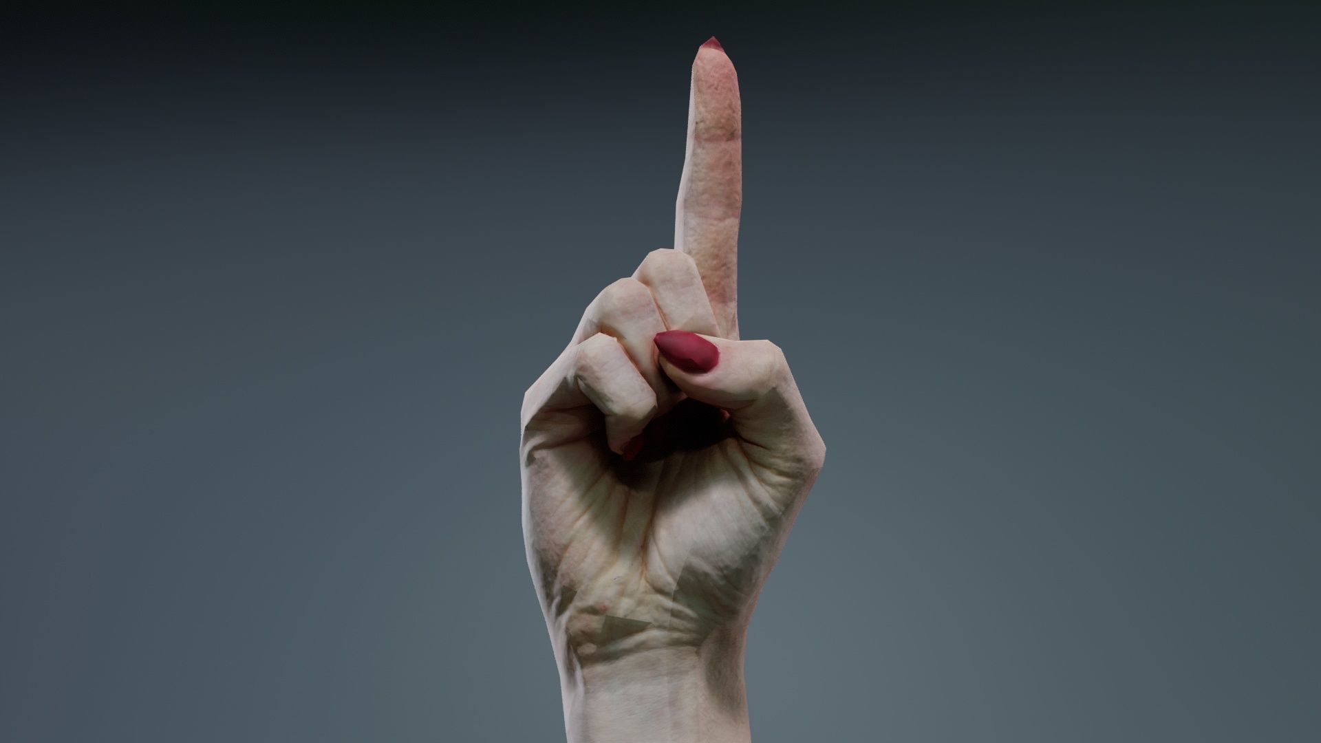 Woman Hand Sign Numbers 1 Low-poly 3D model_6