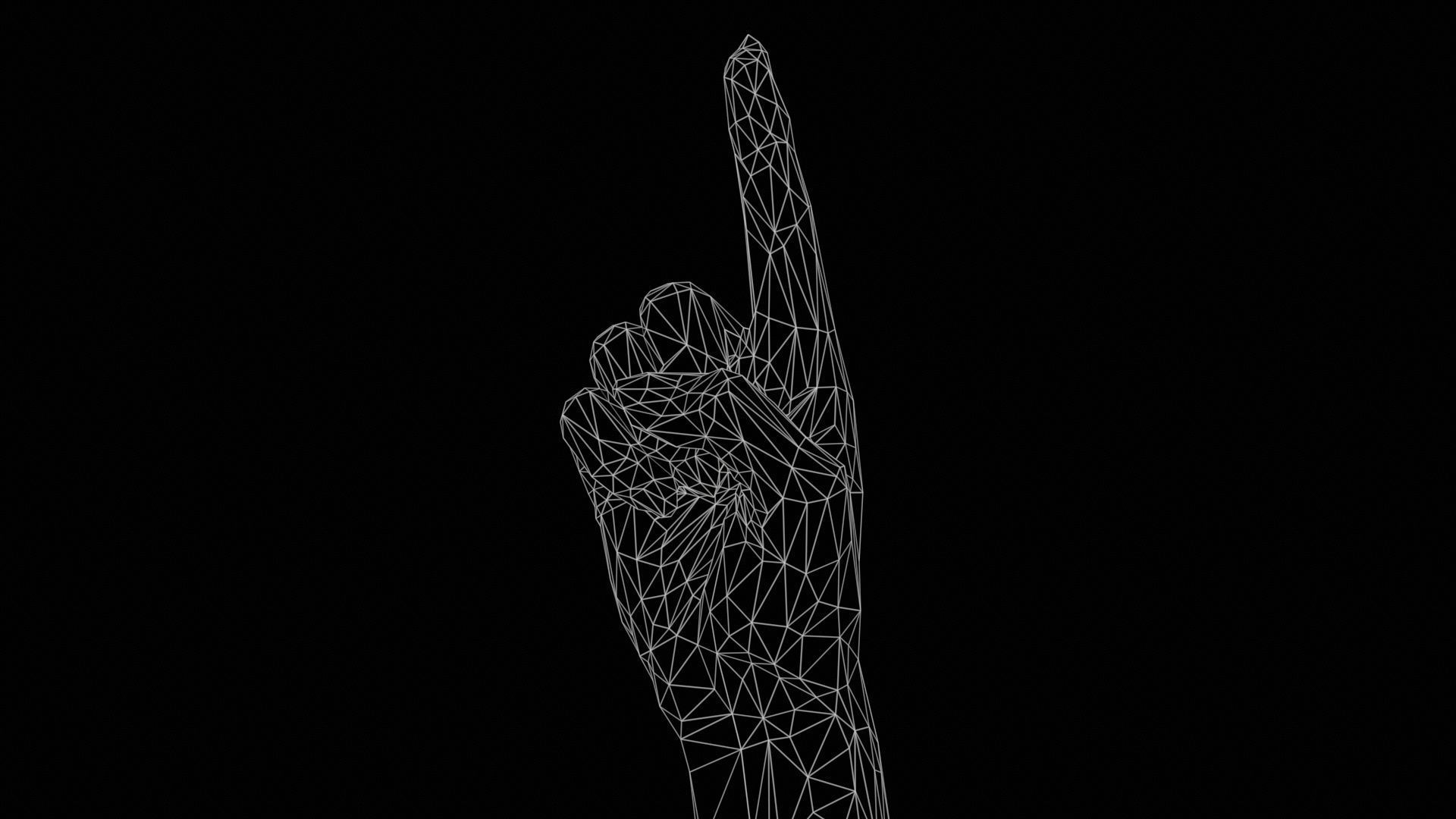 Woman Hand Sign Numbers 1 Low-poly 3D model_11