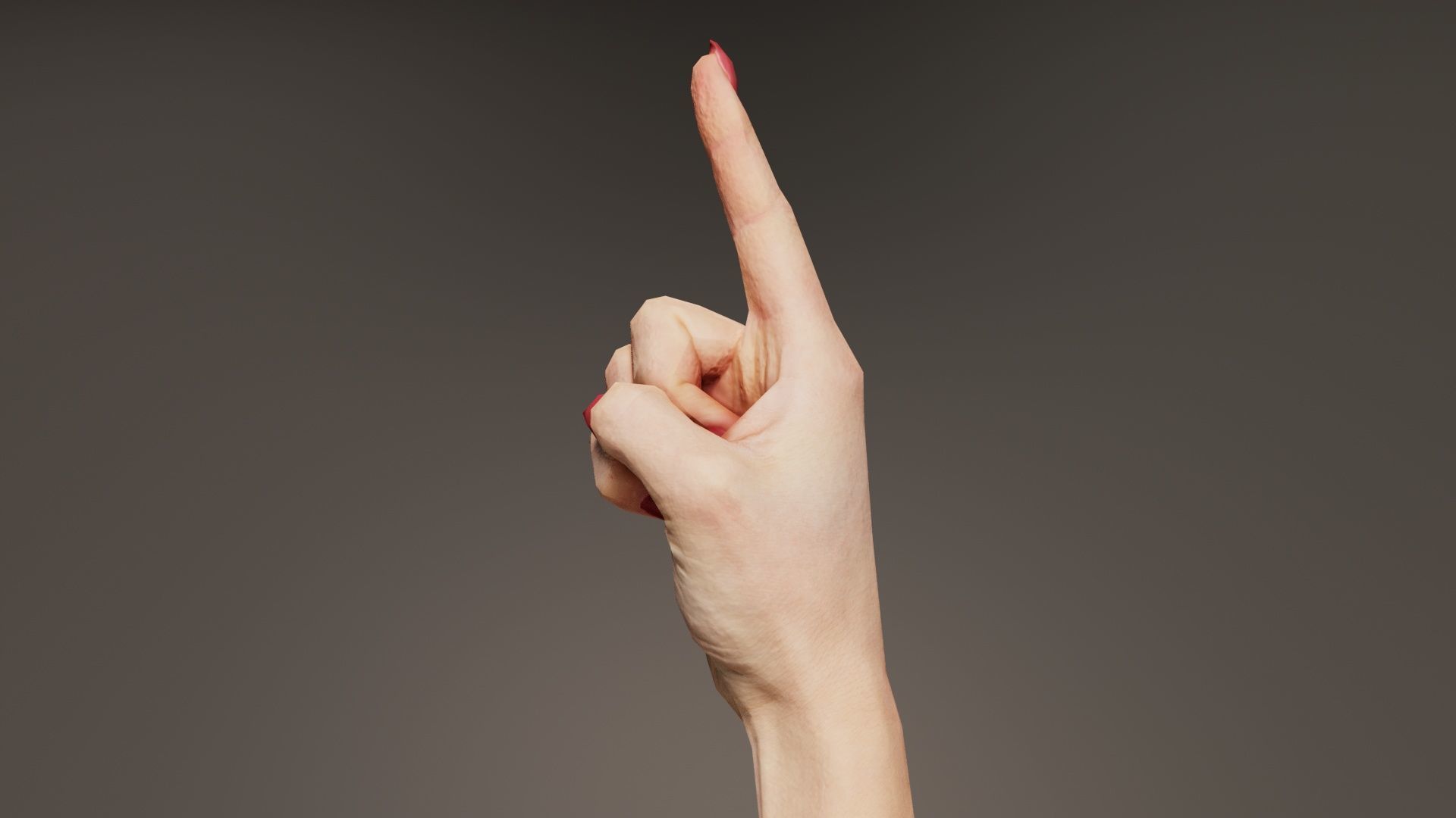 Woman Hand Sign Numbers 1 Low-poly 3D model_4