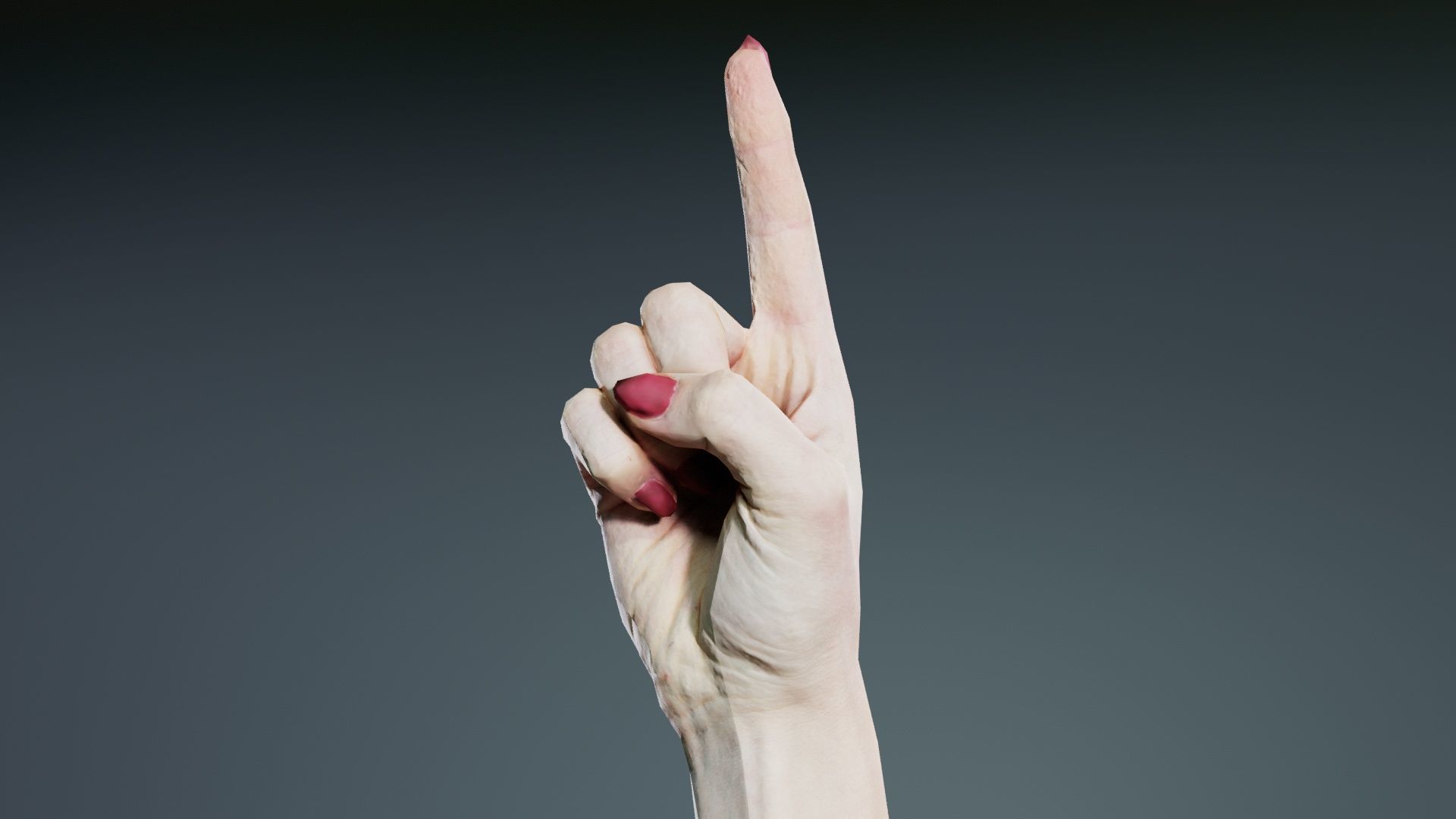 Woman Hand Sign Numbers 1 Low-poly 3D model_1