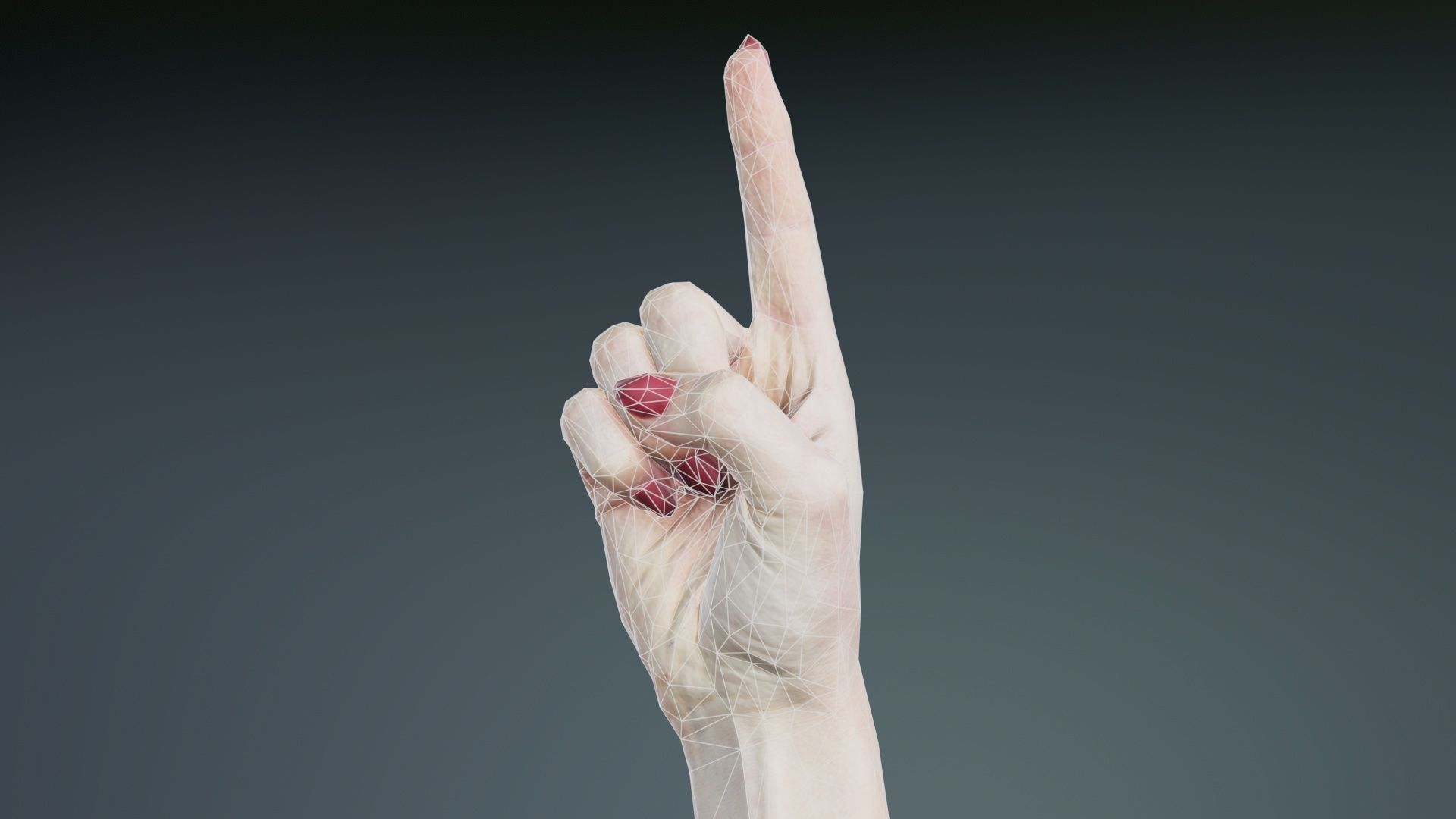 Woman Hand Sign Numbers 1 Low-poly 3D model_9