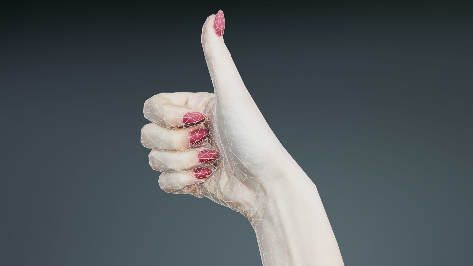 Woman Hand Sign Numbers 10 Low-poly 3D model_9