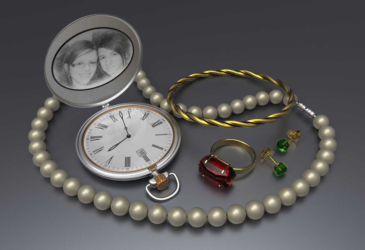 Pearl necklace 3D model_2