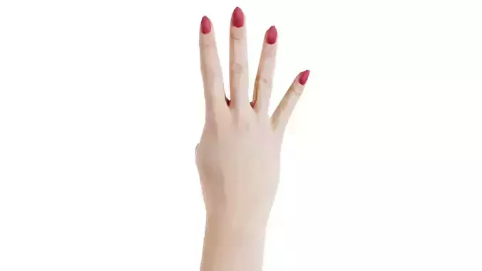 Woman Hand Sign Numbers 4 Low-poly 3D model