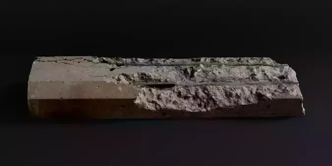 Damaged Cement Rebar Block - High Quality Scan 4k