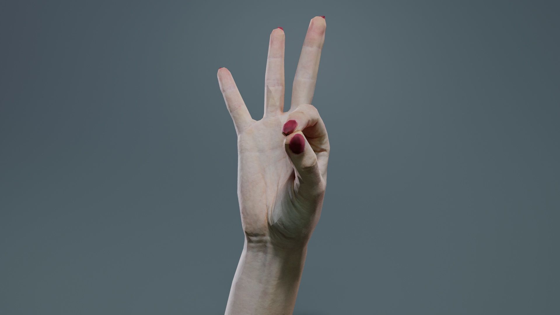 Woman Hand Sign Numbers 9 Low-poly 3D model_7