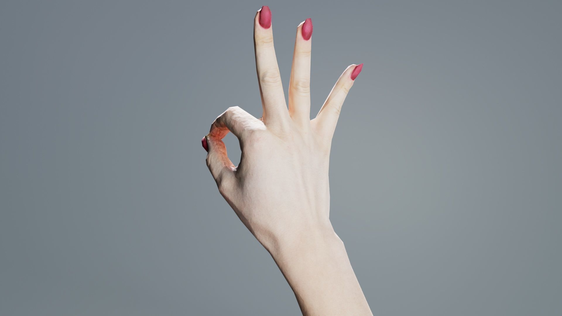Woman Hand Sign Numbers 9 Low-poly 3D model_4