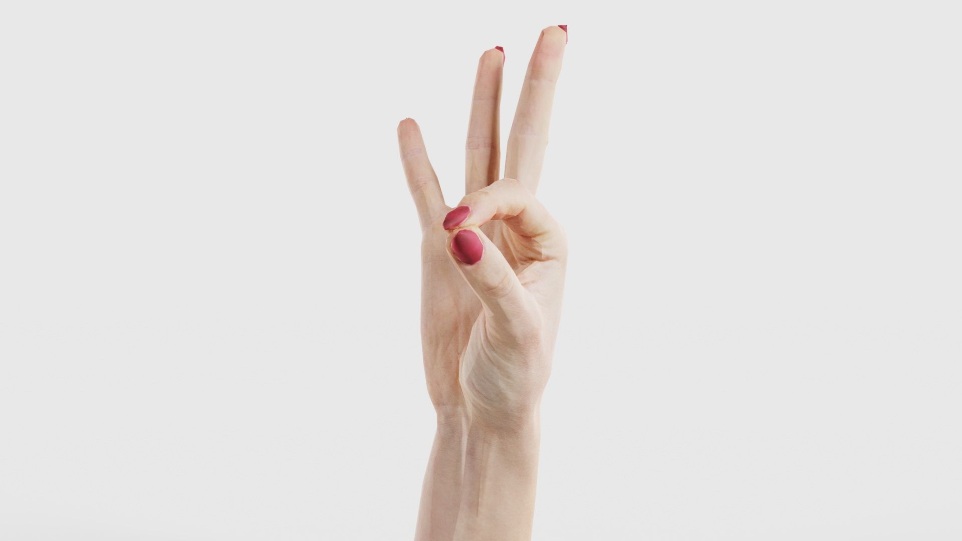 Woman Hand Sign Numbers 9 Low-poly 3D model_25