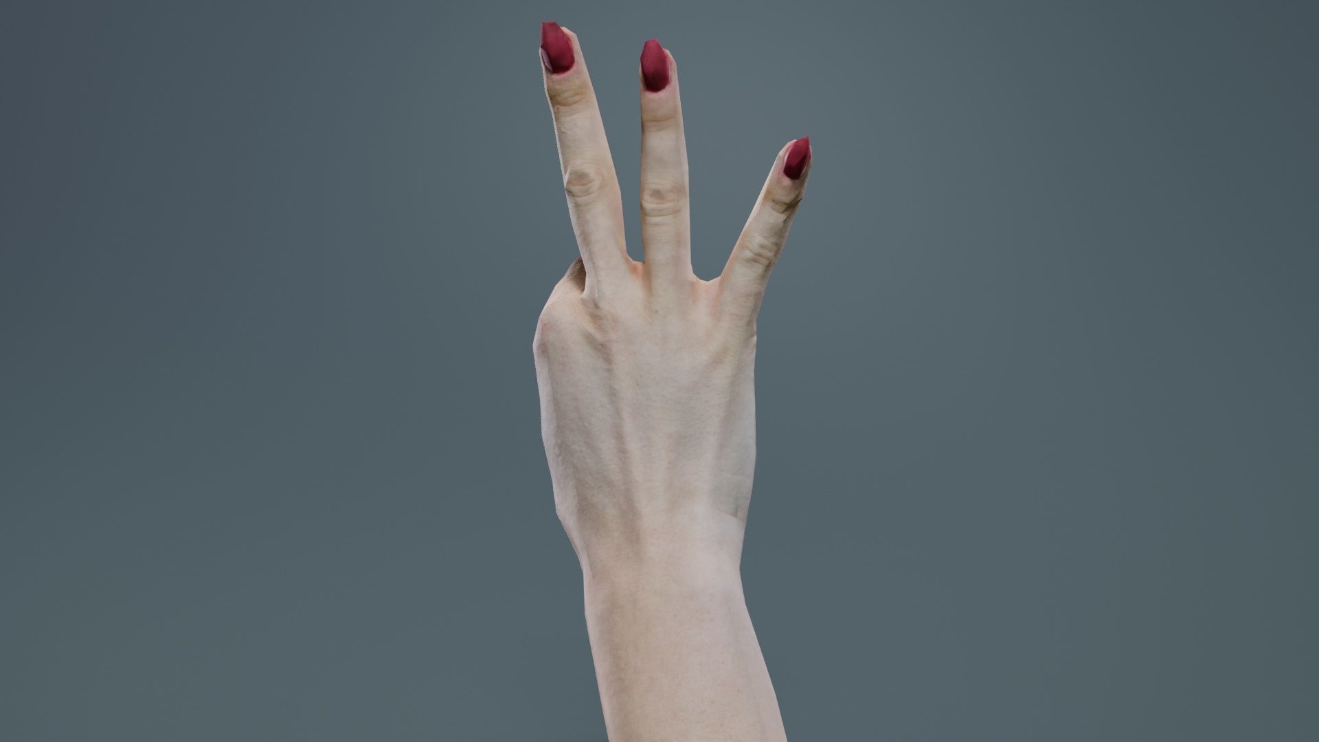 Woman Hand Sign Numbers 9 Low-poly 3D model_6
