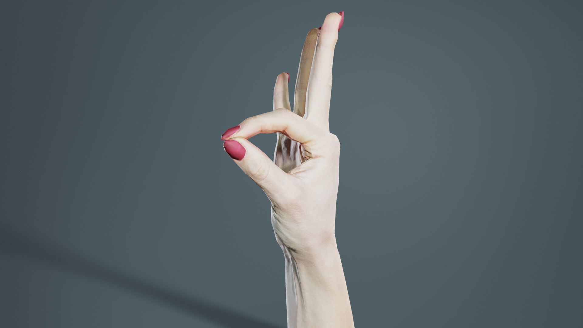 Woman Hand Sign Numbers 9 Low-poly 3D model_1