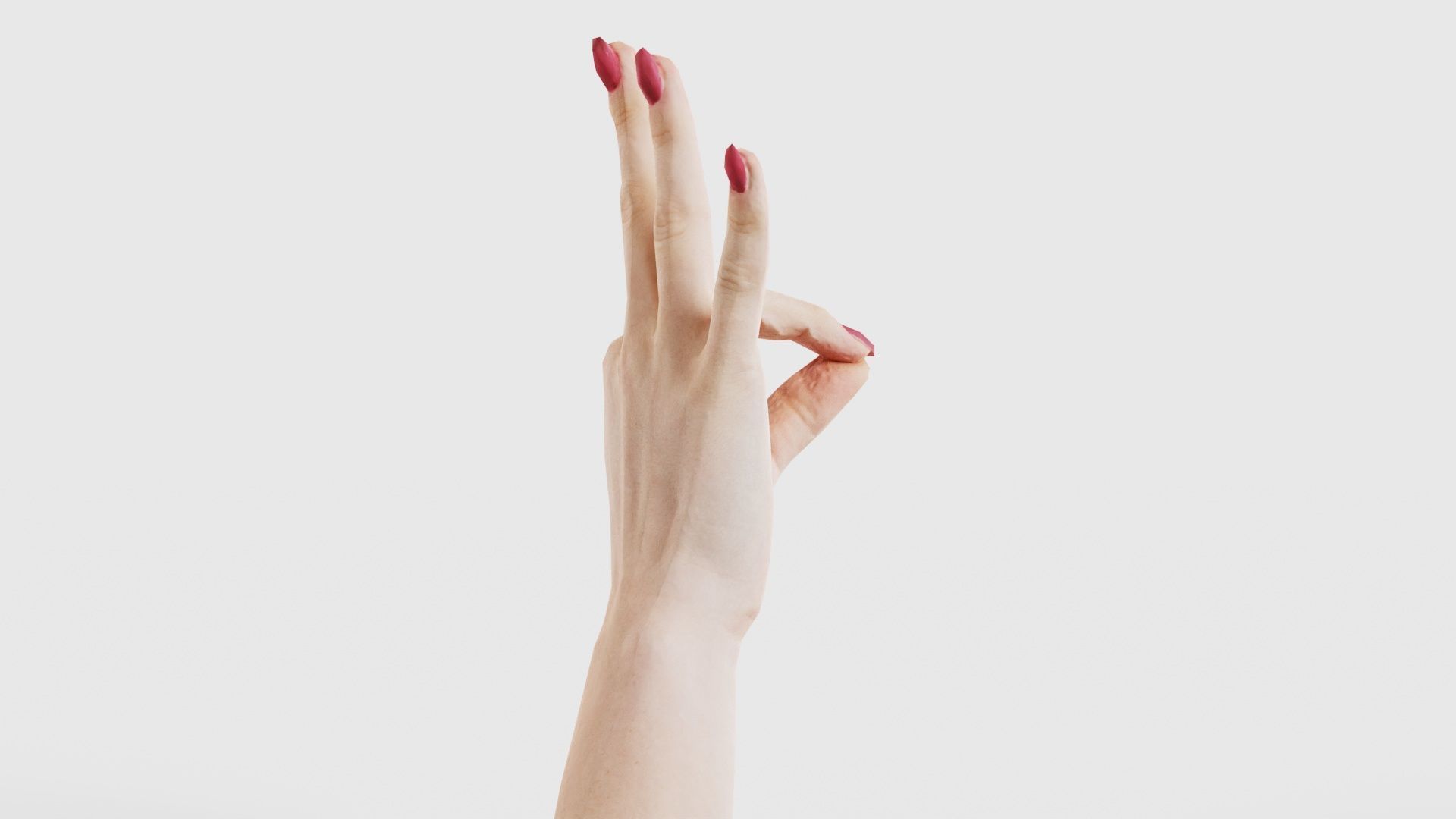 Woman Hand Sign Numbers 9 Low-poly 3D model_18