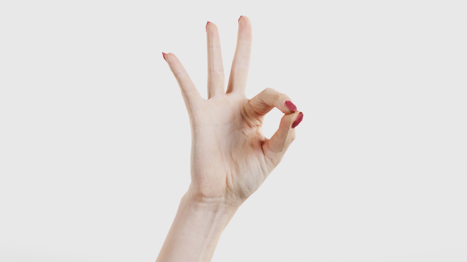 Woman Hand Sign Numbers 9 Low-poly 3D model_15