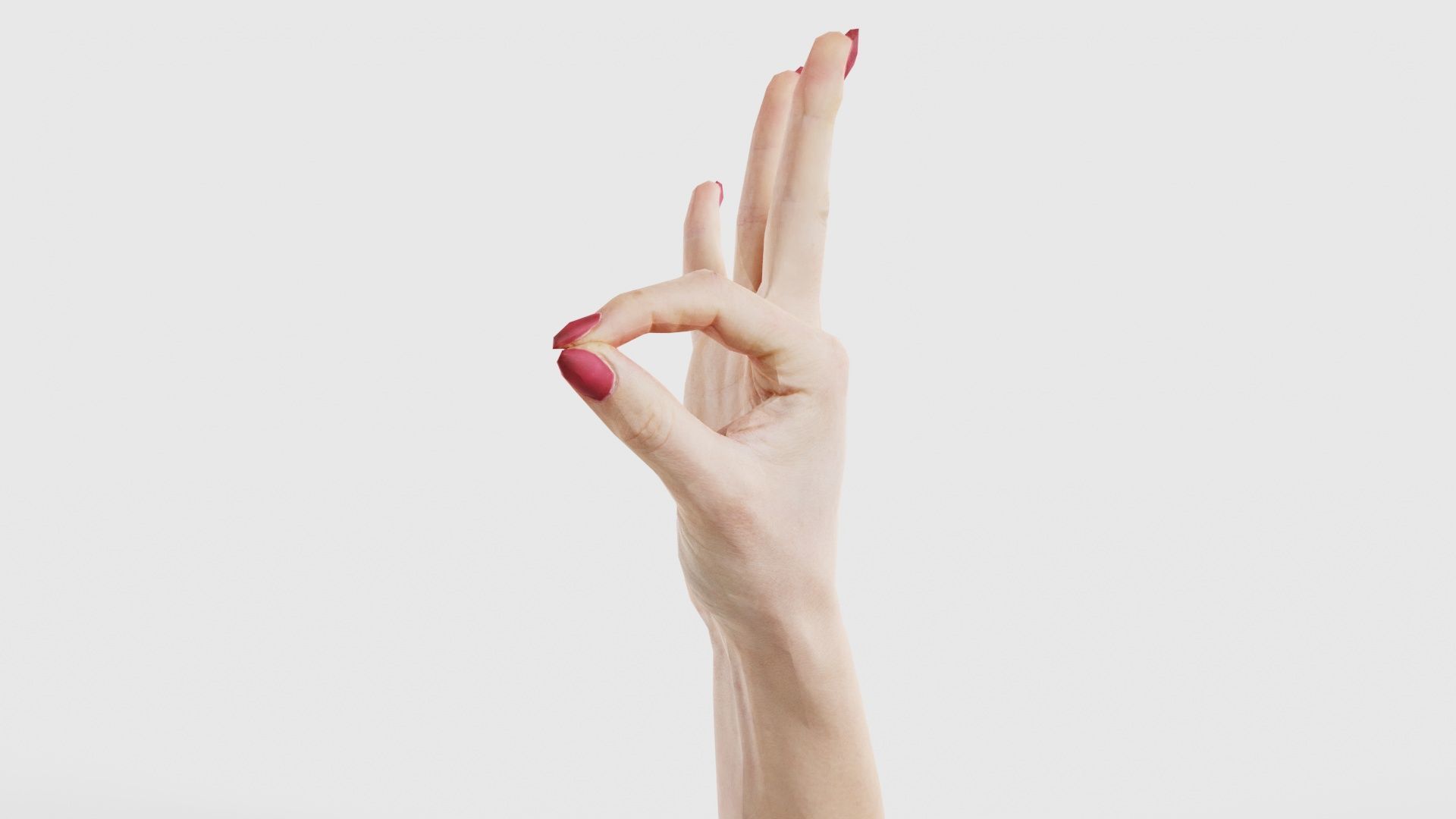 Woman Hand Sign Numbers 9 Low-poly 3D model_24