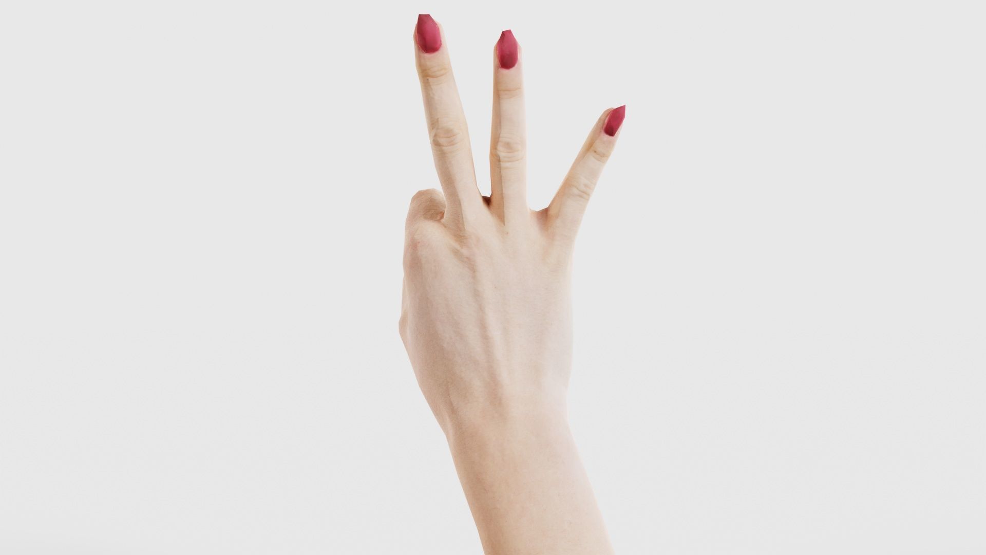 Woman Hand Sign Numbers 9 Low-poly 3D model_20
