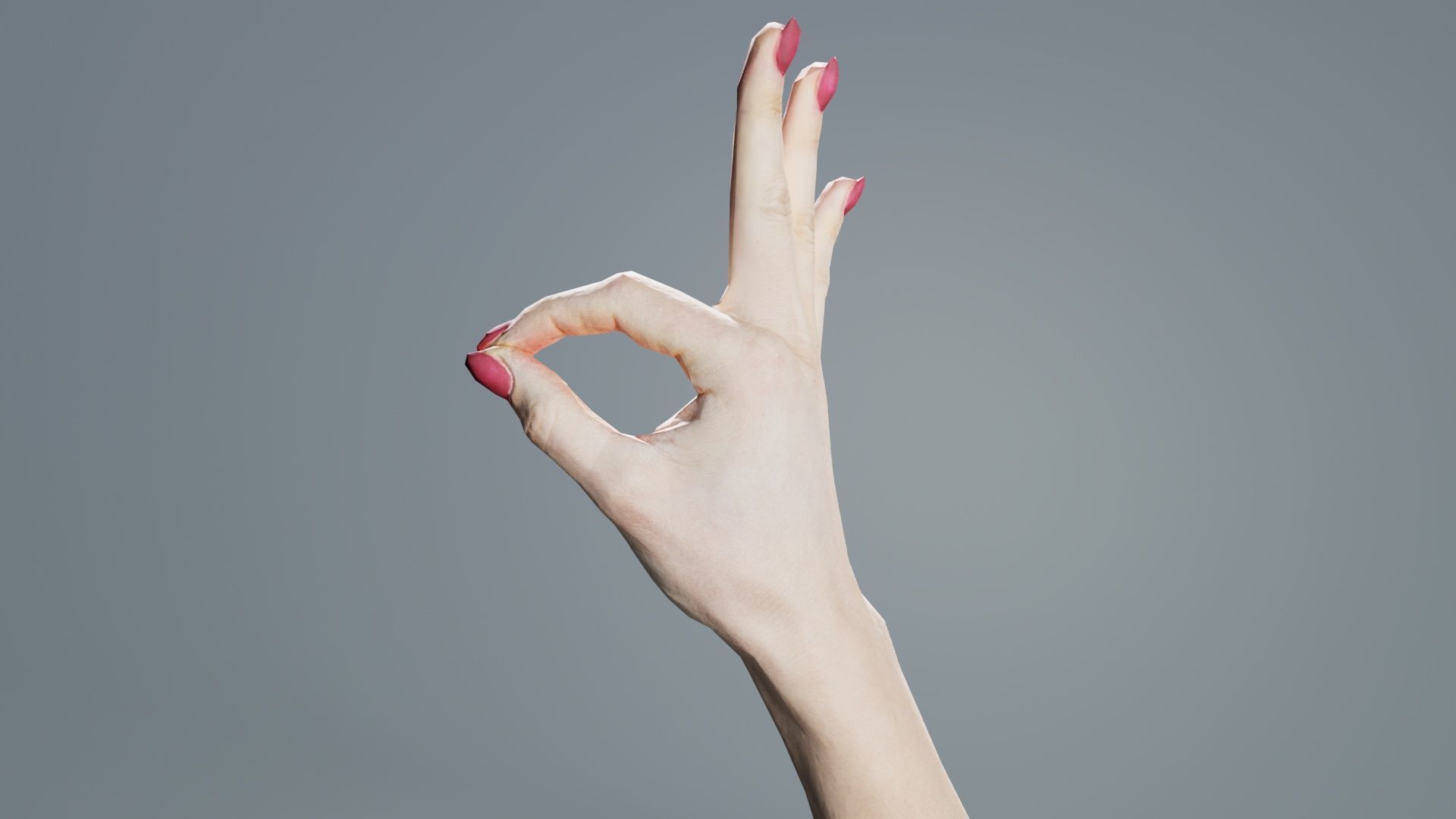 Woman Hand Sign Numbers 9 Low-poly 3D model_2