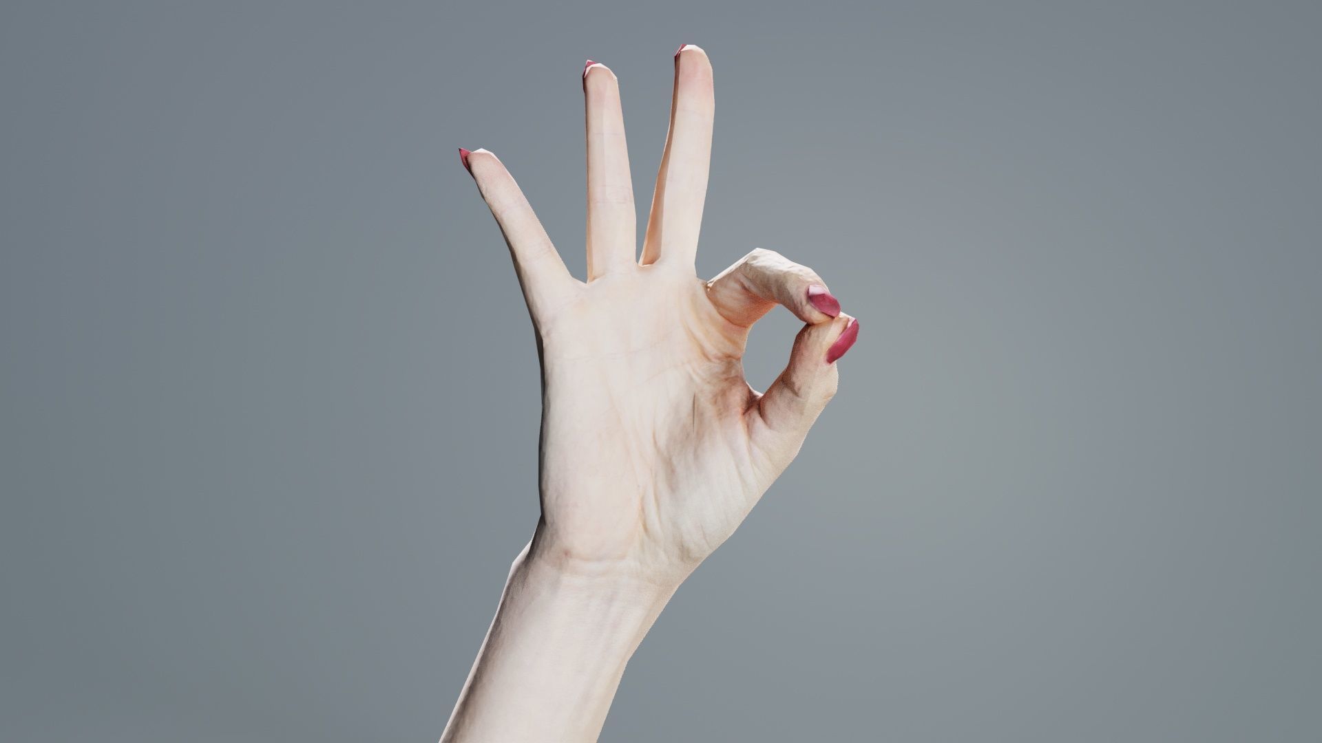 Woman Hand Sign Numbers 9 Low-poly 3D model_5