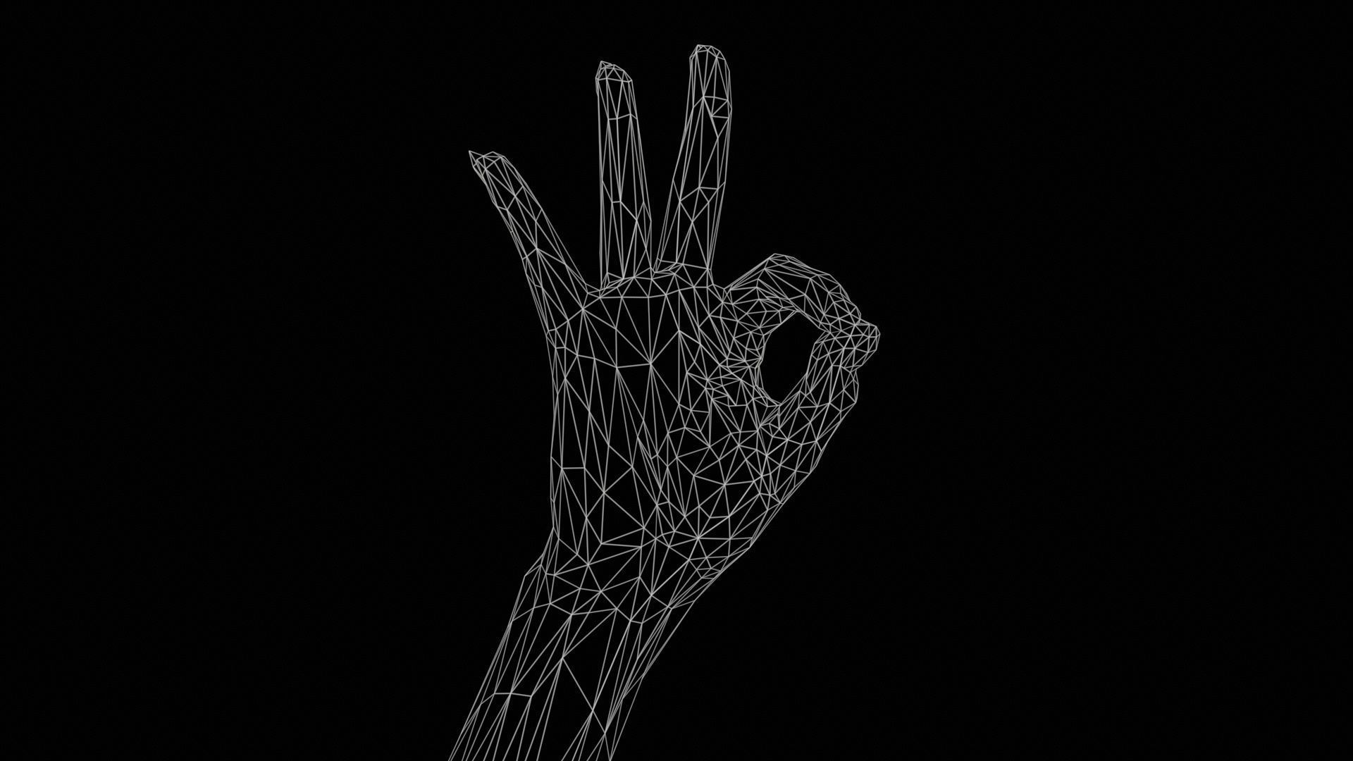 Woman Hand Sign Numbers 9 Low-poly 3D model_11