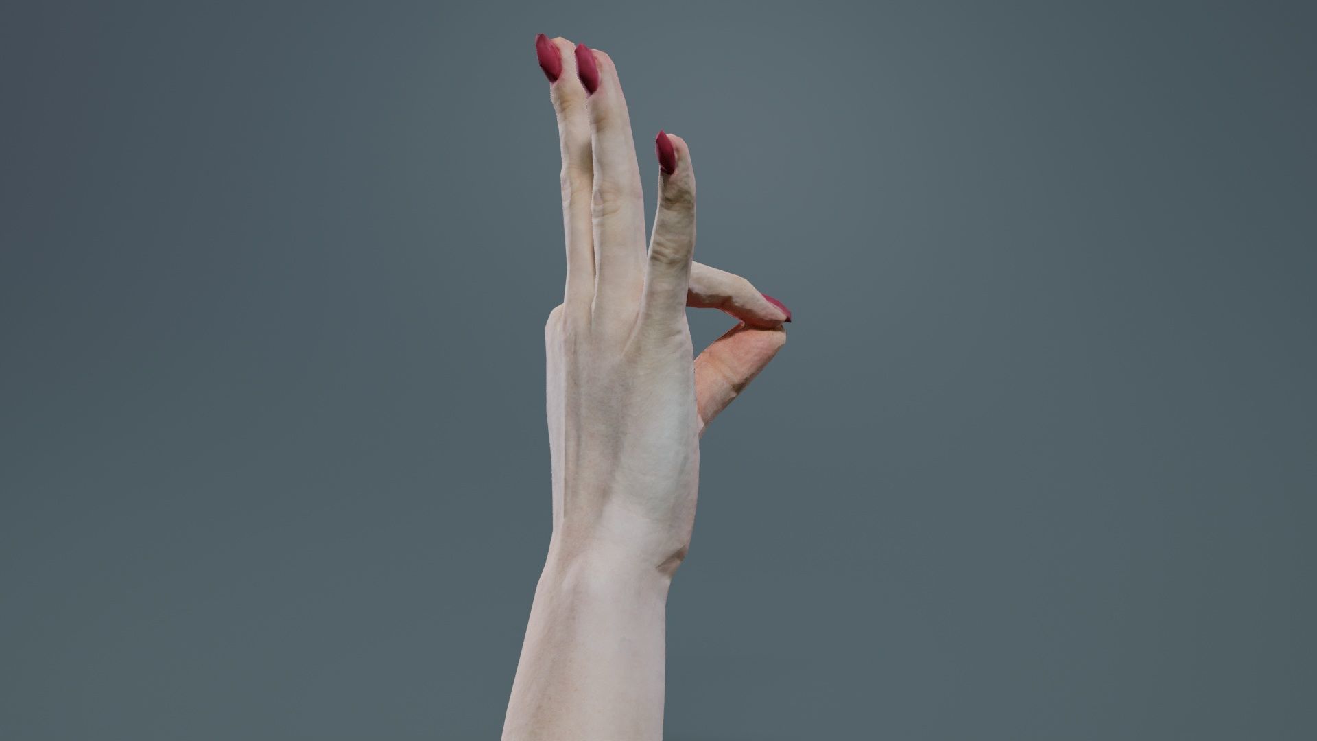 Woman Hand Sign Numbers 9 Low-poly 3D model_8