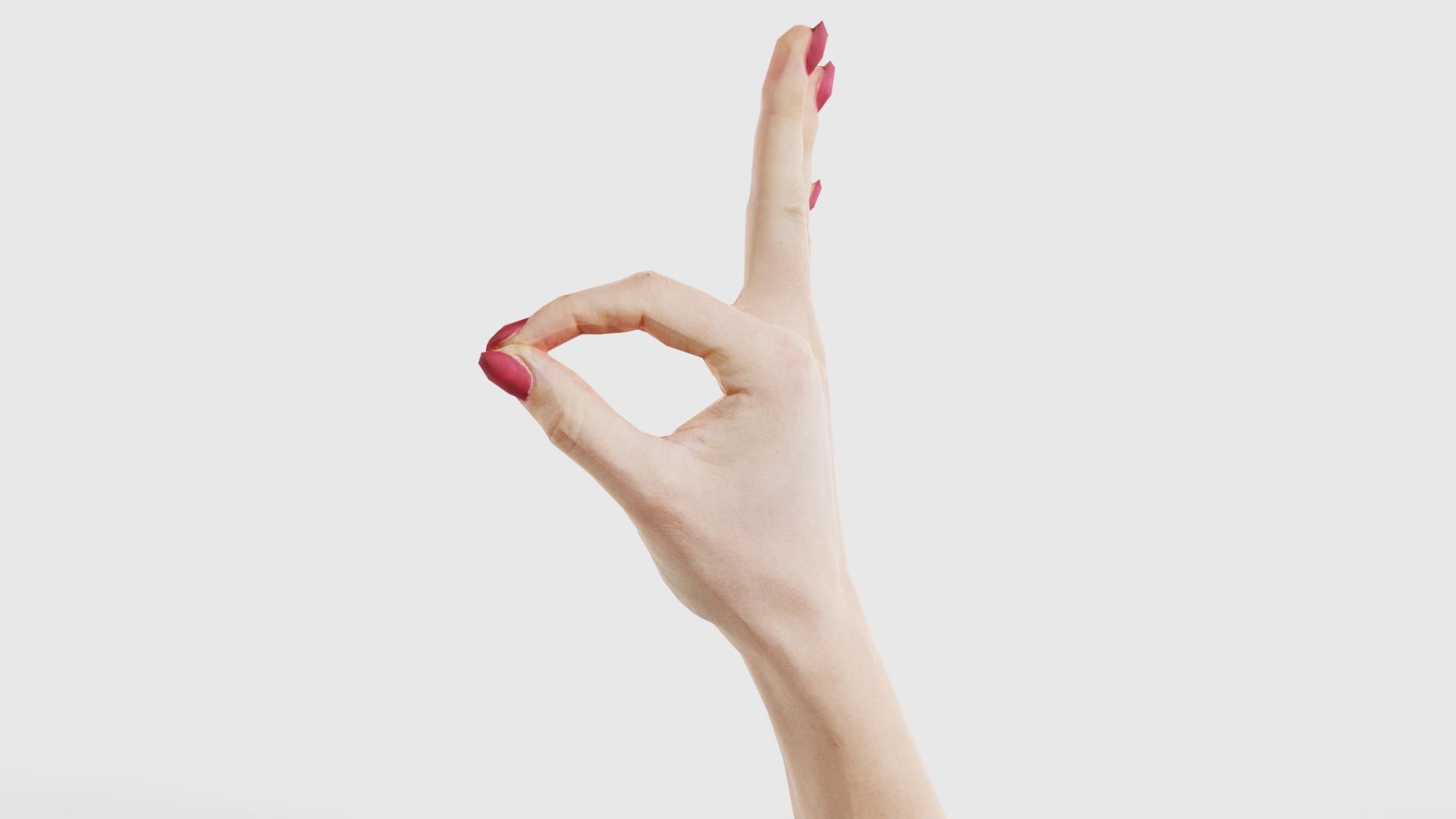 Woman Hand Sign Numbers 9 Low-poly 3D model_23