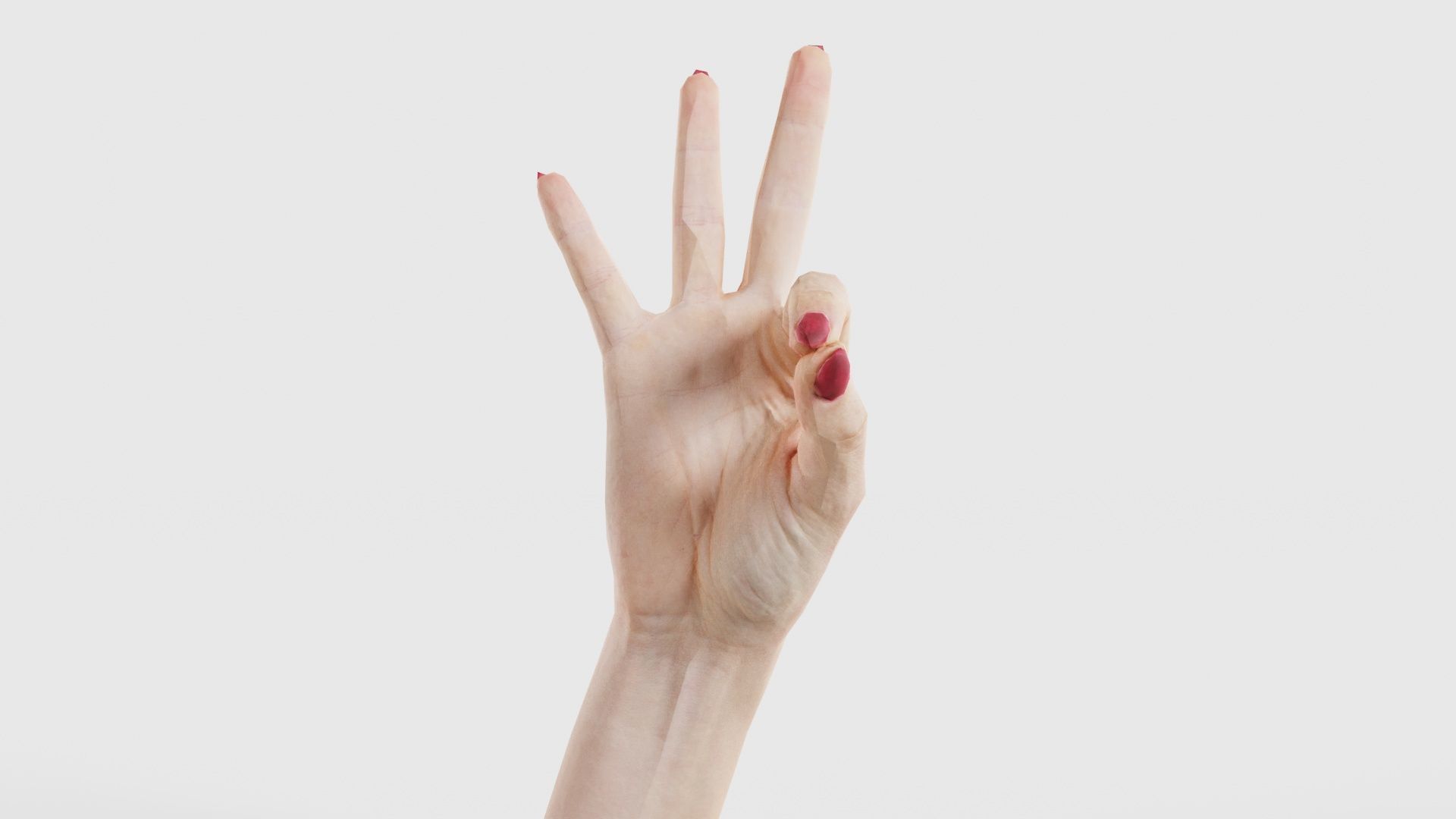 Woman Hand Sign Numbers 9 Low-poly 3D model_26