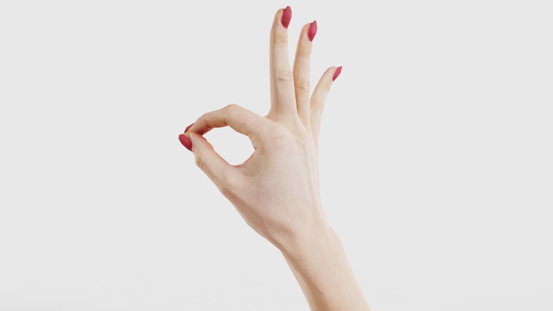 Woman Hand Sign Numbers 9 Low-poly 3D model_22