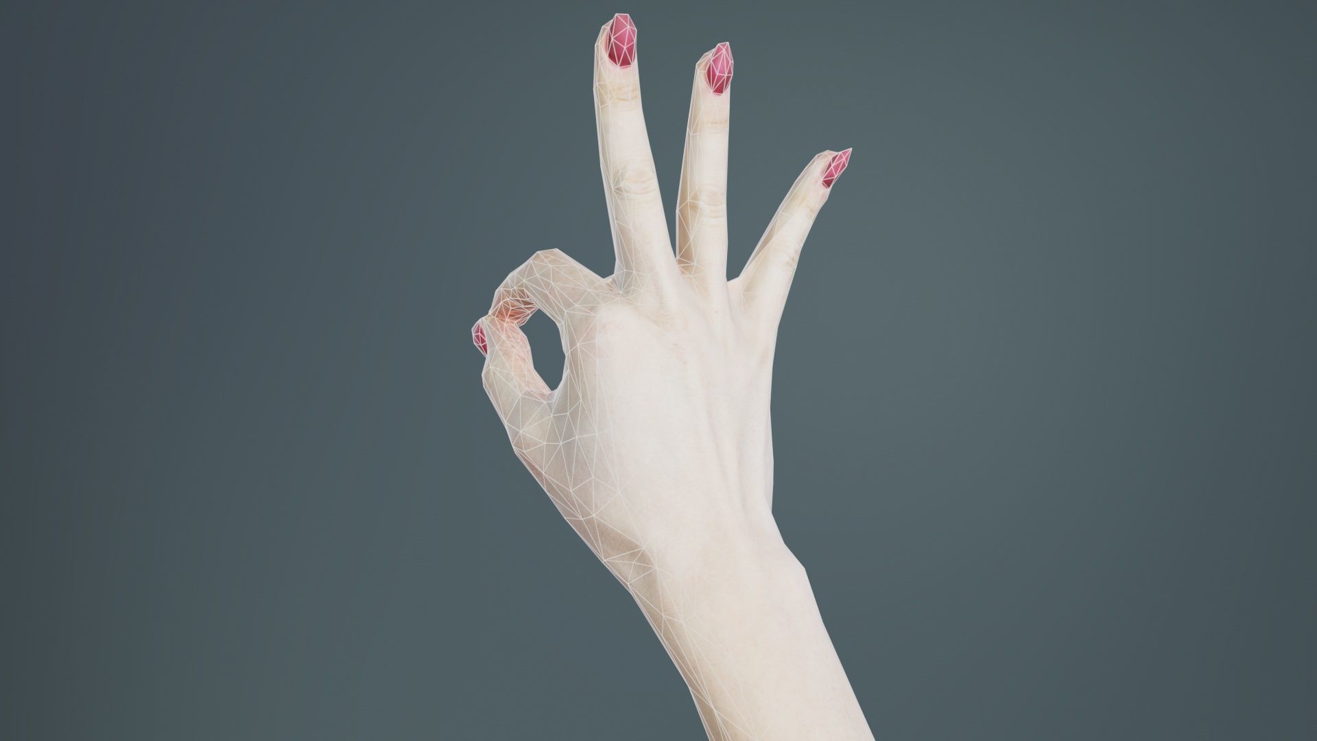 Woman Hand Sign Numbers 9 Low-poly 3D model_10