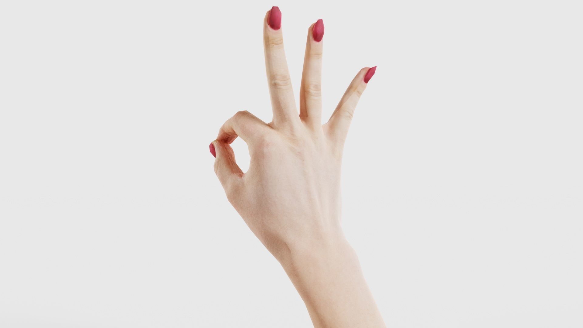 Woman Hand Sign Numbers 9 Low-poly 3D model_21