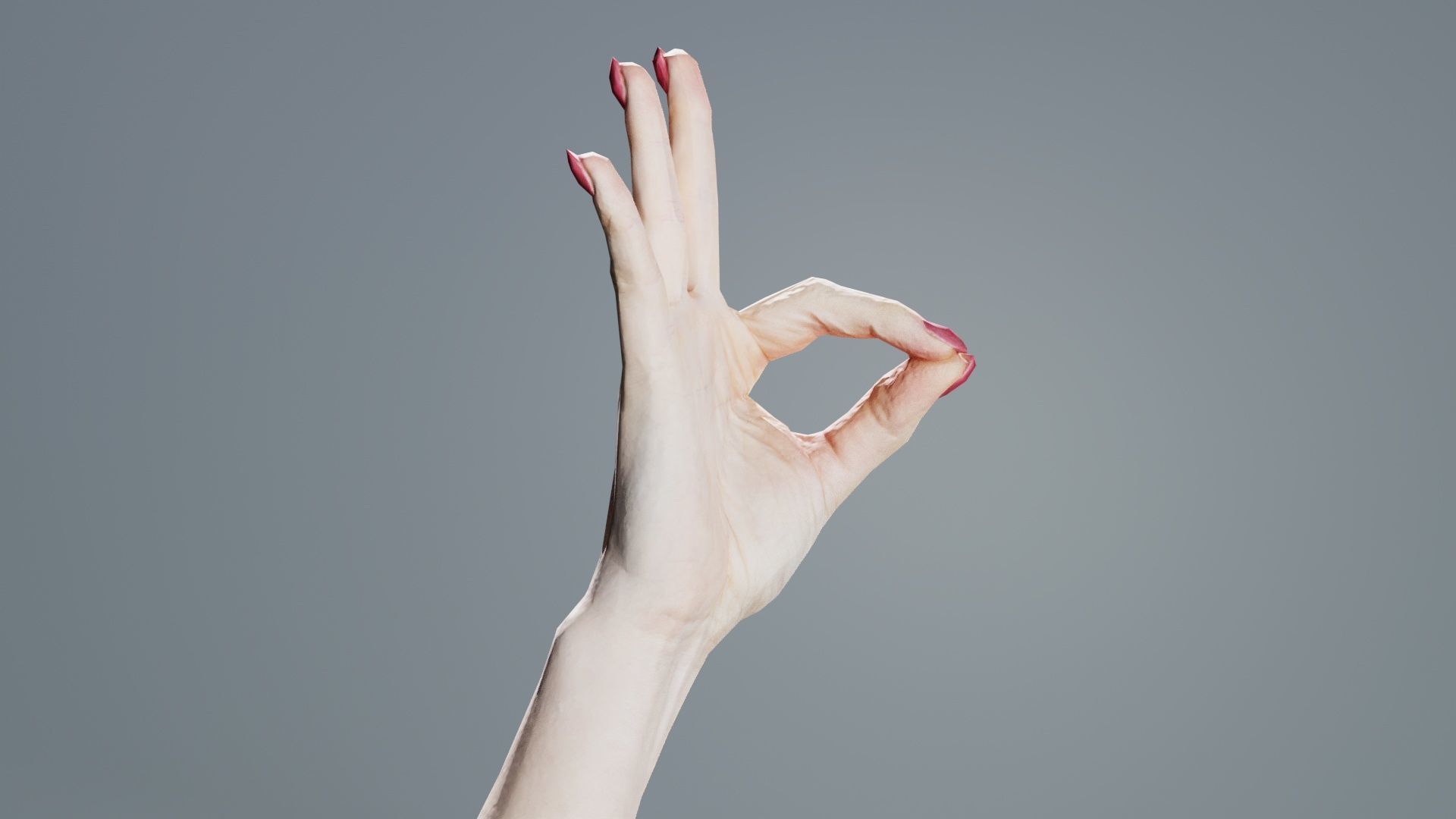 Woman Hand Sign Numbers 9 Low-poly 3D model_3