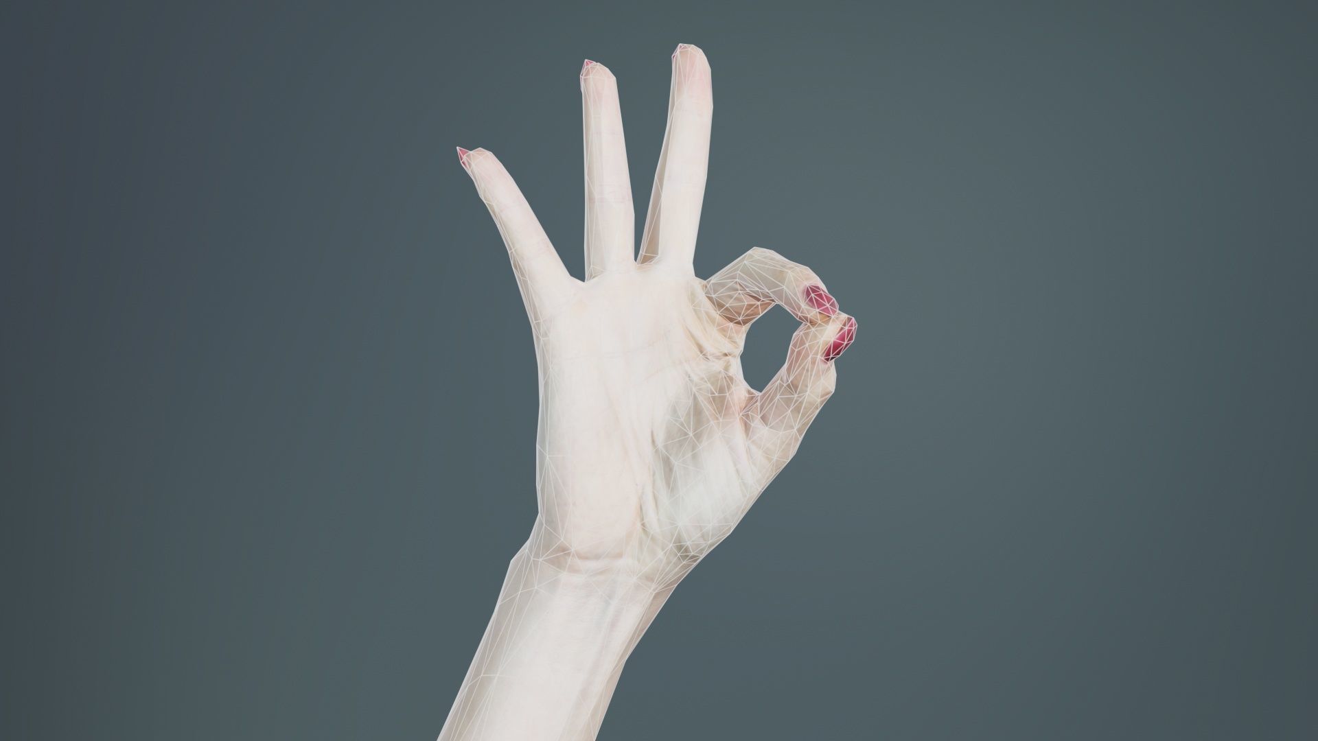 Woman Hand Sign Numbers 9 Low-poly 3D model_9
