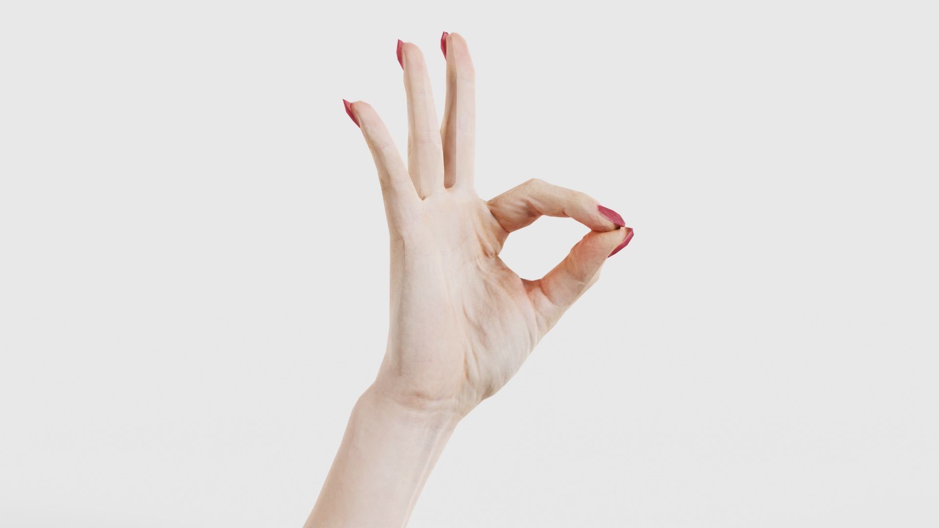 Woman Hand Sign Numbers 9 Low-poly 3D model_16