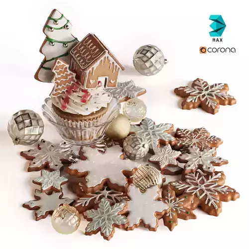Christmas Cookies with icing 3D model
