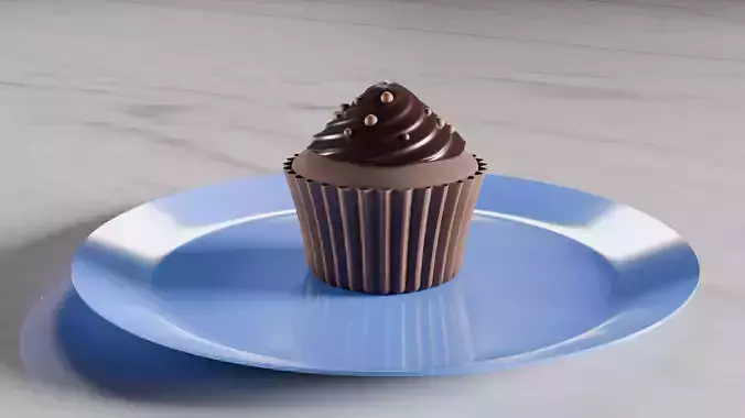 Chocolate Cupcake Low-poly 3D model