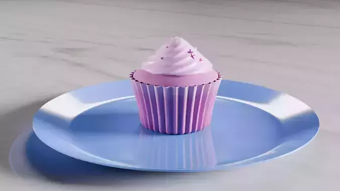 Pink Cupcake Low-poly 3D model