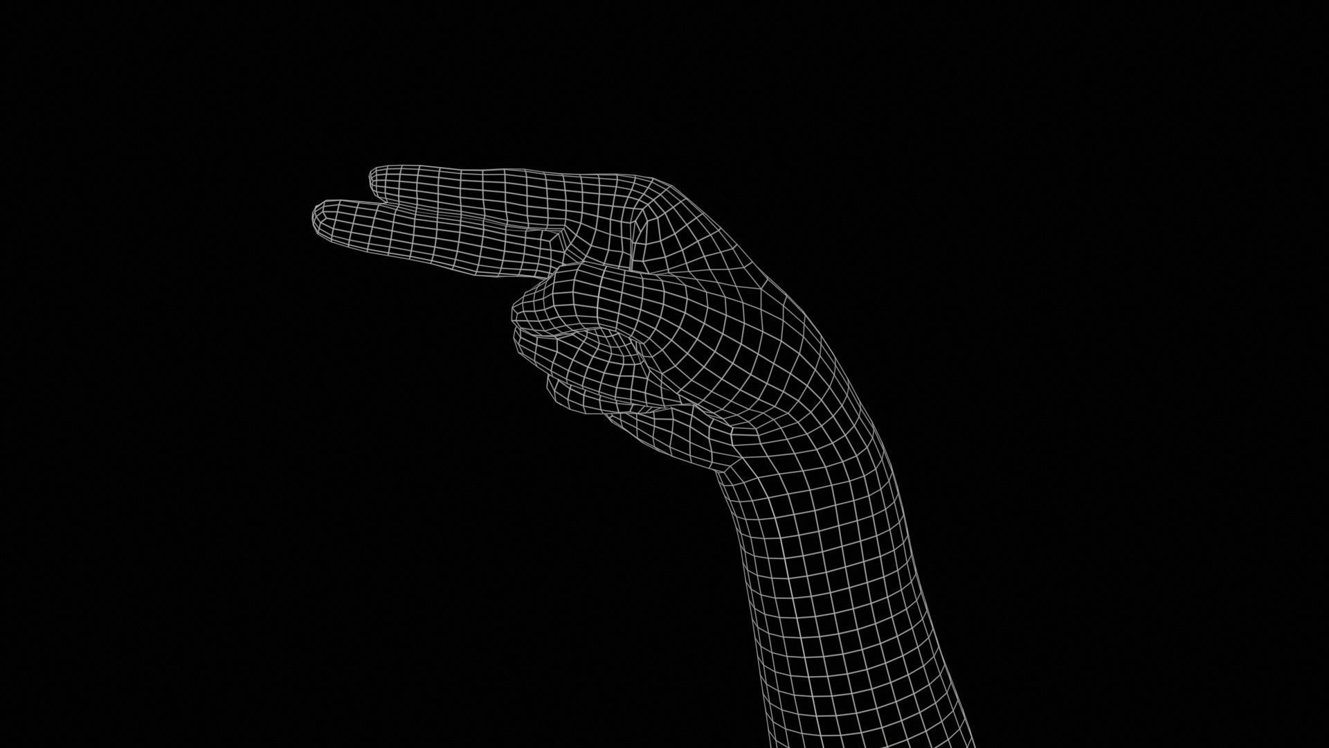 Finger Alphabet H Low-poly 3D model_11