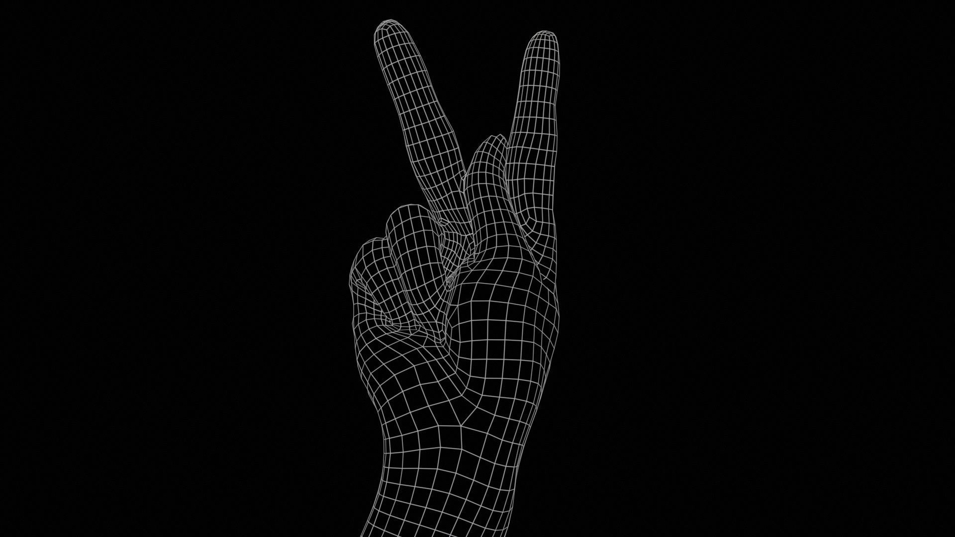 Finger Alphabet K Low-poly 3D model_11