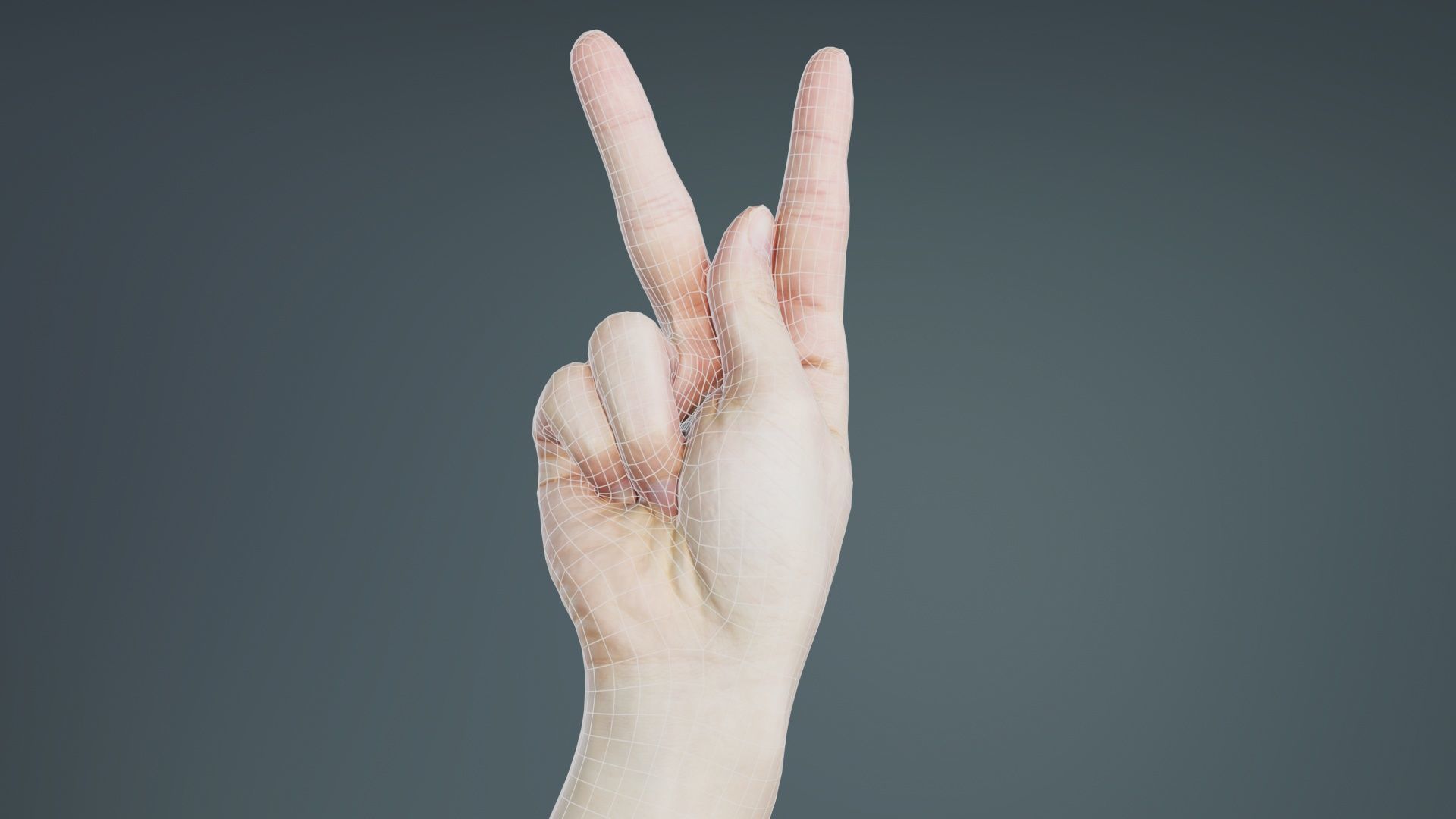 Finger Alphabet K Low-poly 3D model_9