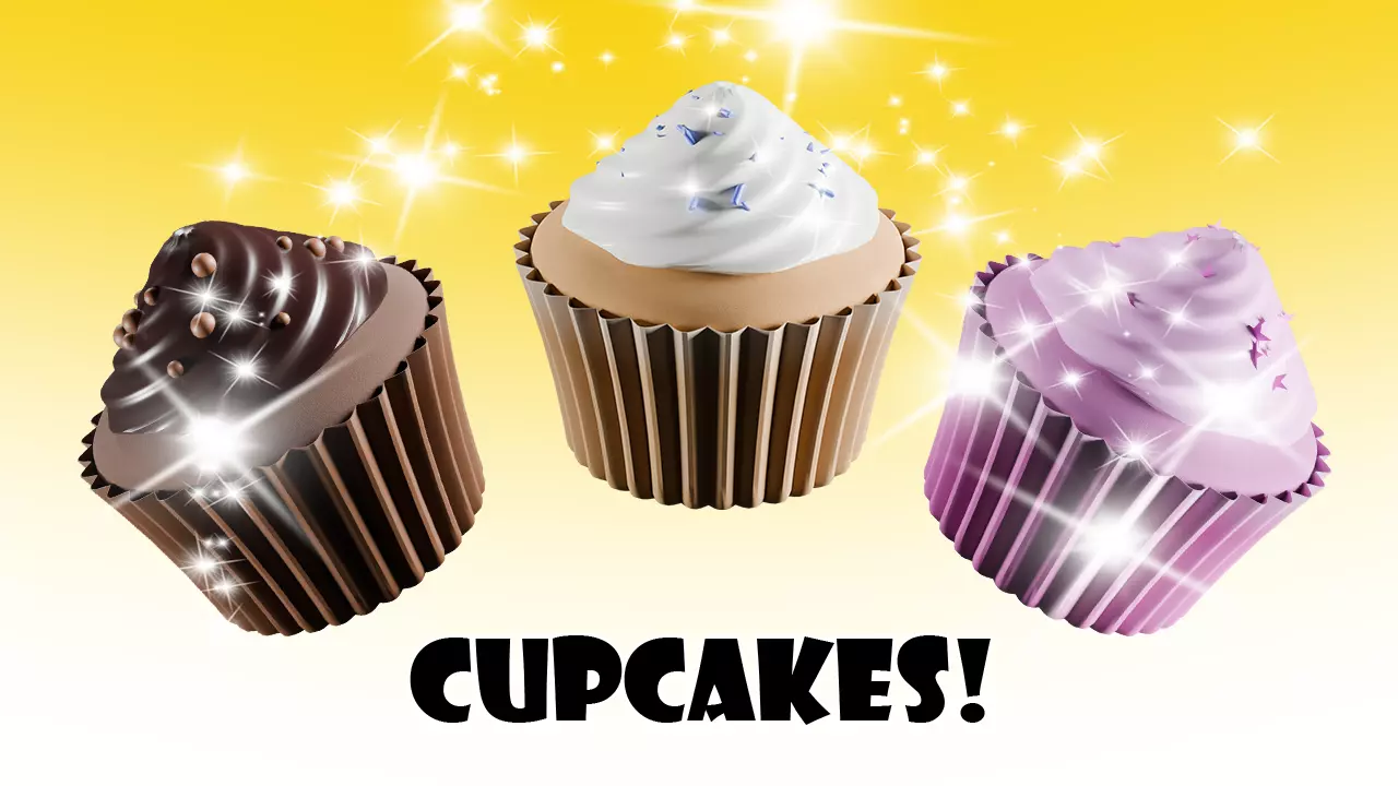 3 Cupcake Flavors 3D Model Collection_0