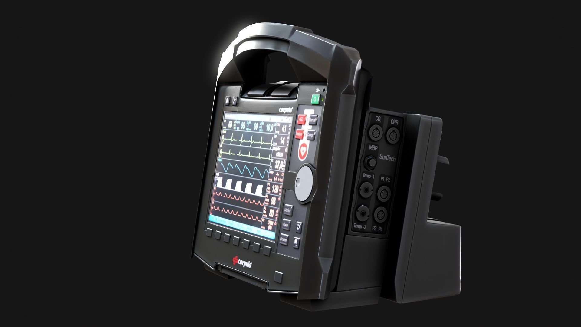 Corpuls3T Medical Equipment Monitor High-Detail Game Ready Low-poly 3D model_10
