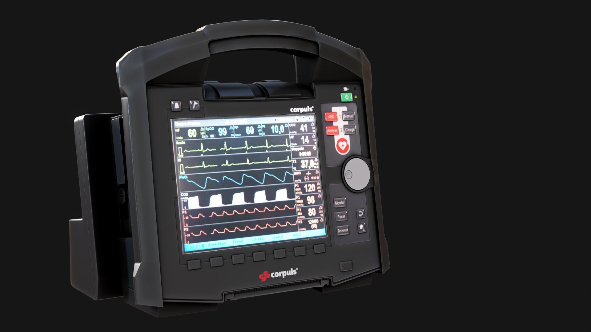Corpuls3T Medical Equipment Monitor High-Detail Game Ready Low-poly 3D model_3