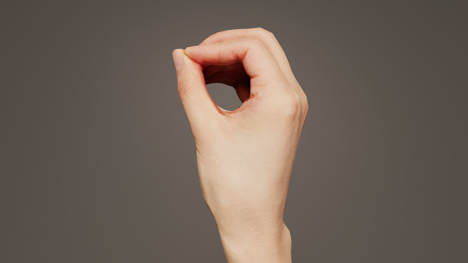 Finger Alphabet O Low-poly 3D model_4