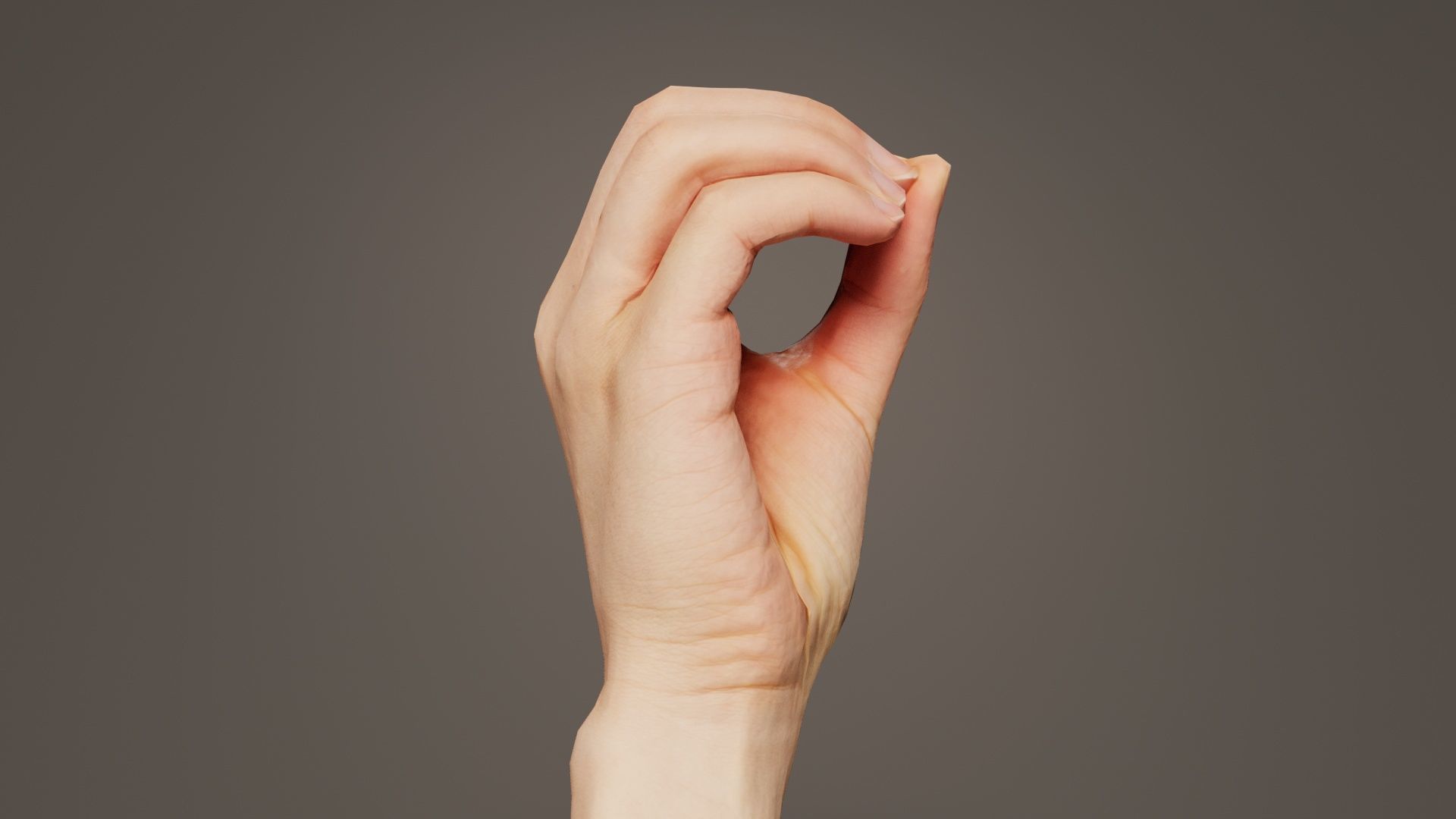 Finger Alphabet O Low-poly 3D model_1