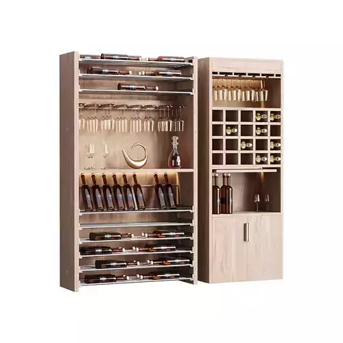 Modern Wine cabinet with dishes and glasses 02