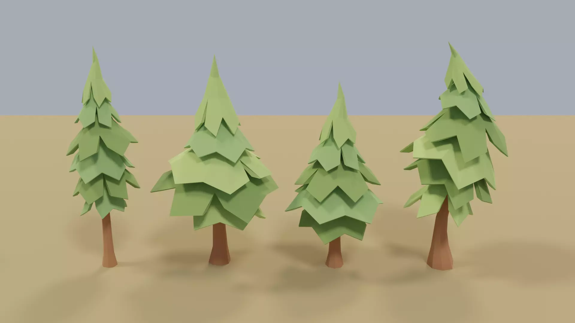 Lowpoly Pinetree Set Free 3D model