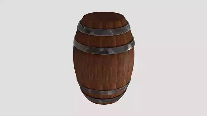 Wooden Barrel Low-poly 3D model