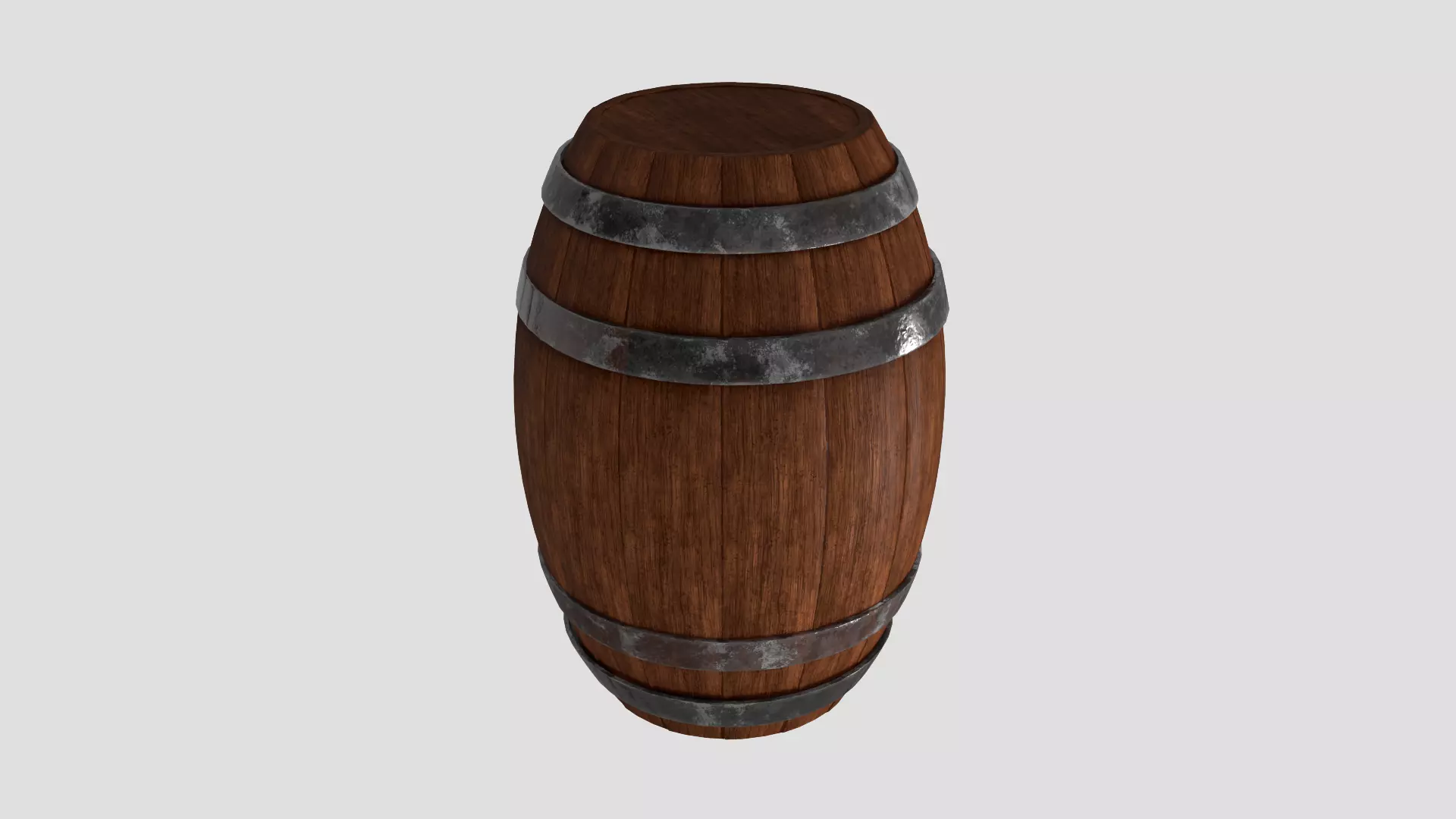 Wooden Barrel Low-poly 3D model_0